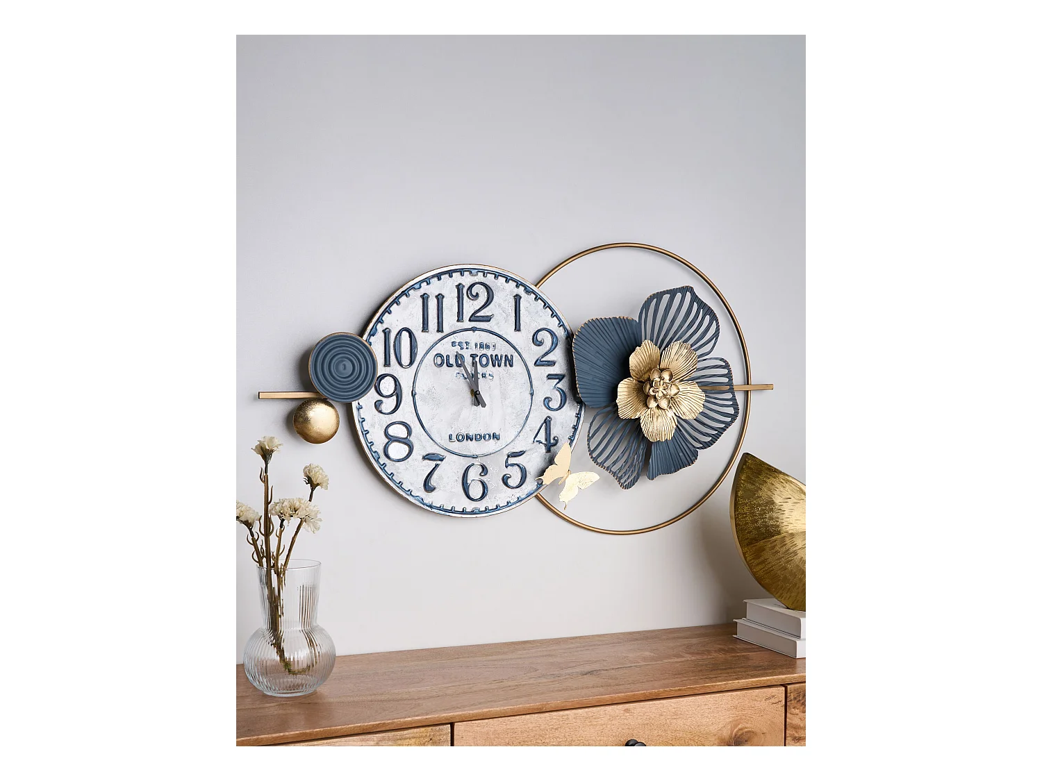 Wandklok BERKERIUM 90 cm Metaal Blauw