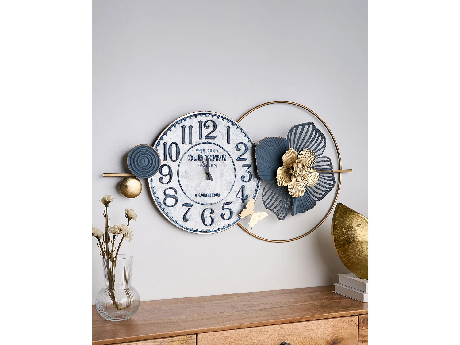 Horloge murale BERKERIUM 90 cm Métal Bleu