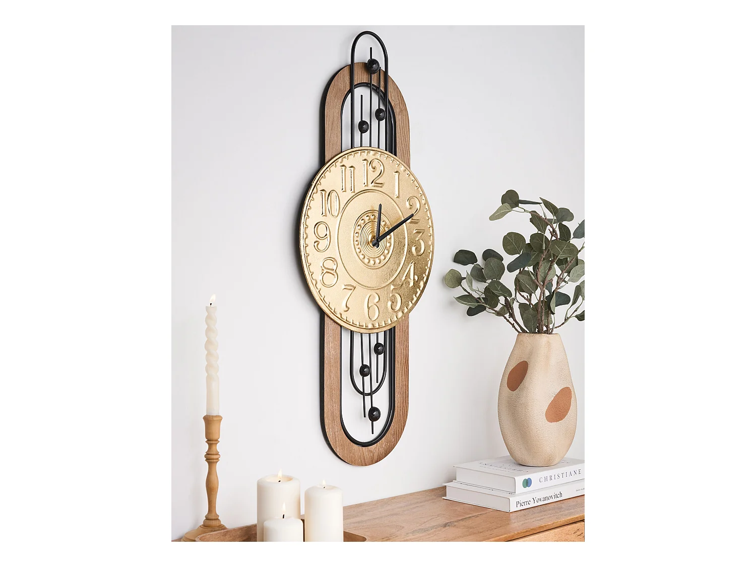 Zegar ścienny NOBELIUM 36 cm Metal Złoty