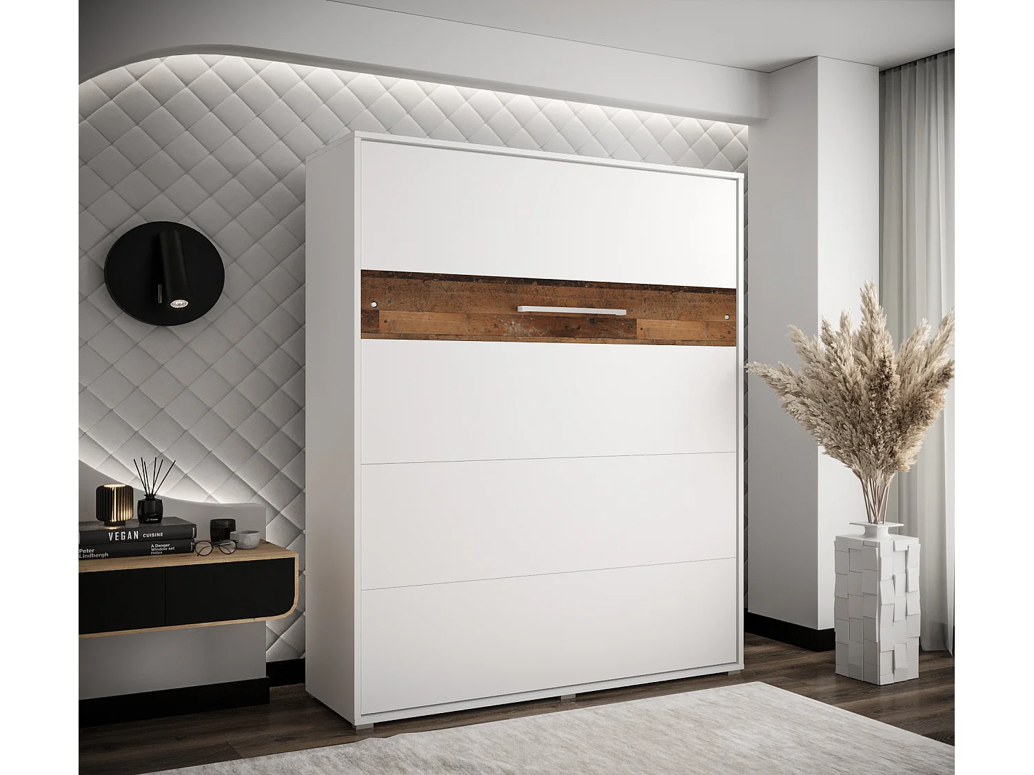 Schrankbett Home vertikale 160x200 (Weiß/Old Style)