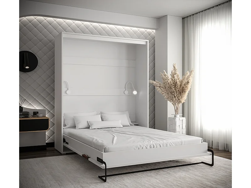 Lit escamotable home verticale 160x200 (blanc+old style)