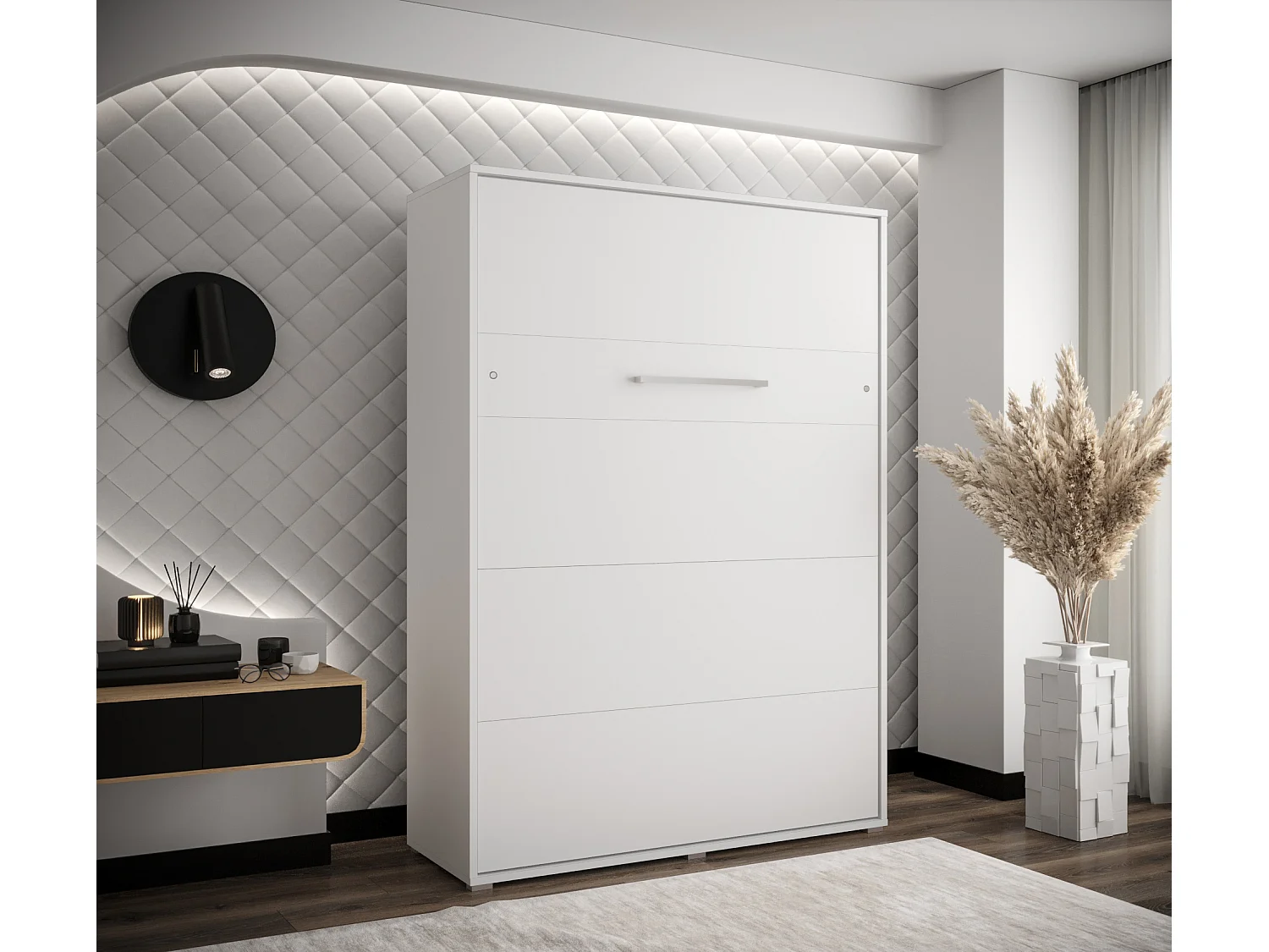 Lit escamotable home verticale 140x200 (blanc+blanc)