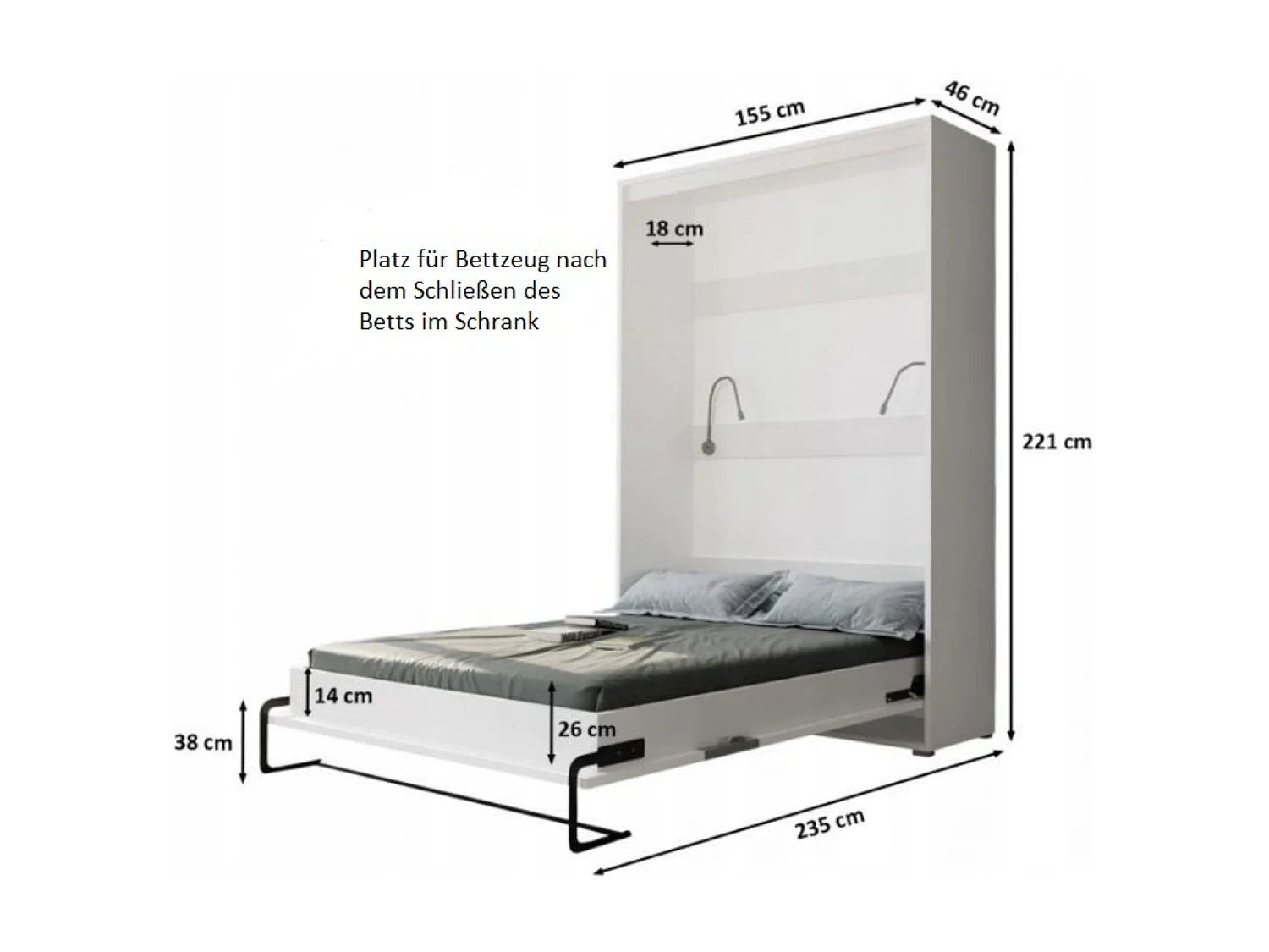 Lit escamotable home verticale 140x200 (blanc+blanc)
