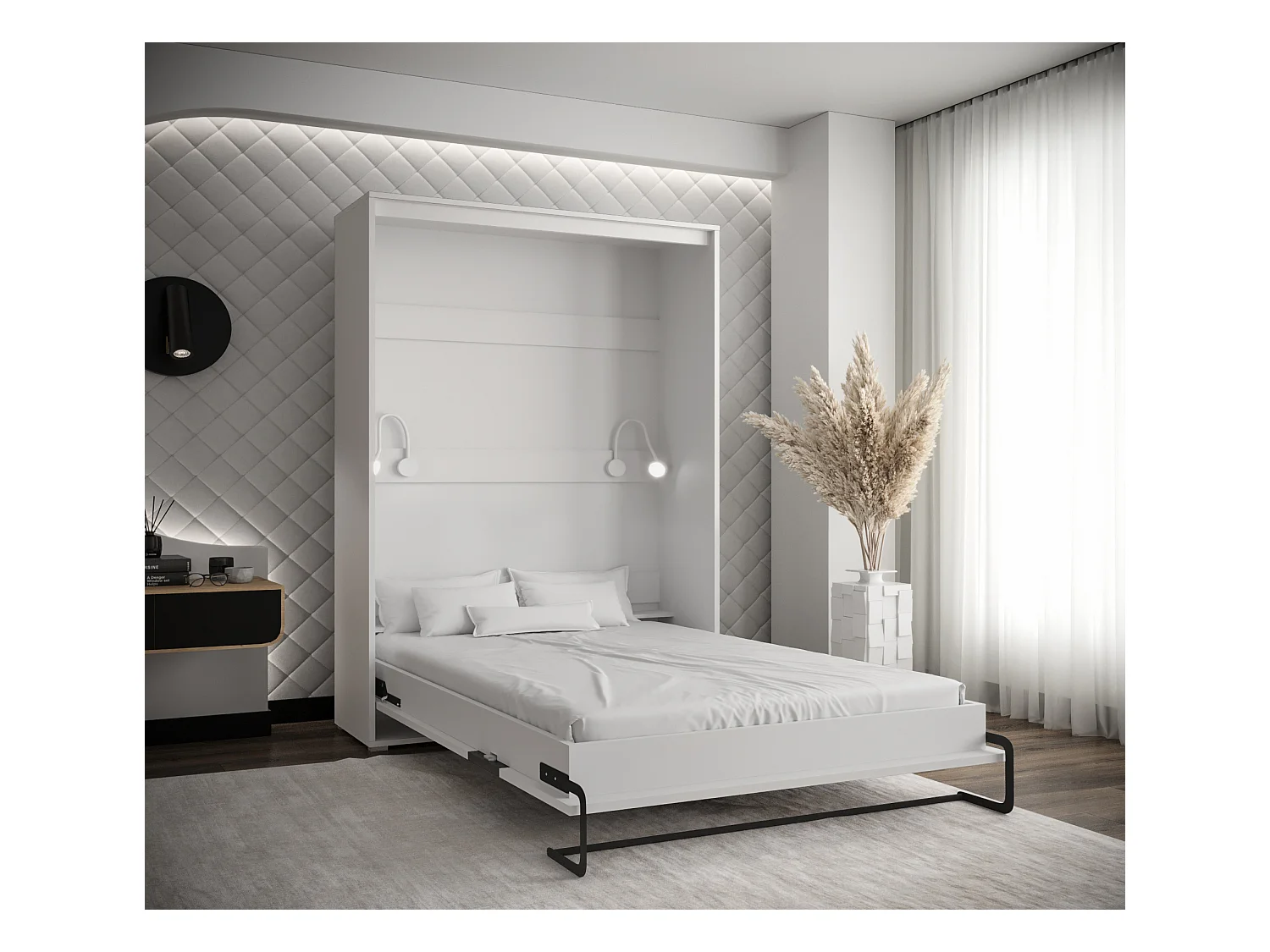 Home verticaal opklapbed 140x200 (Wit/Wit)