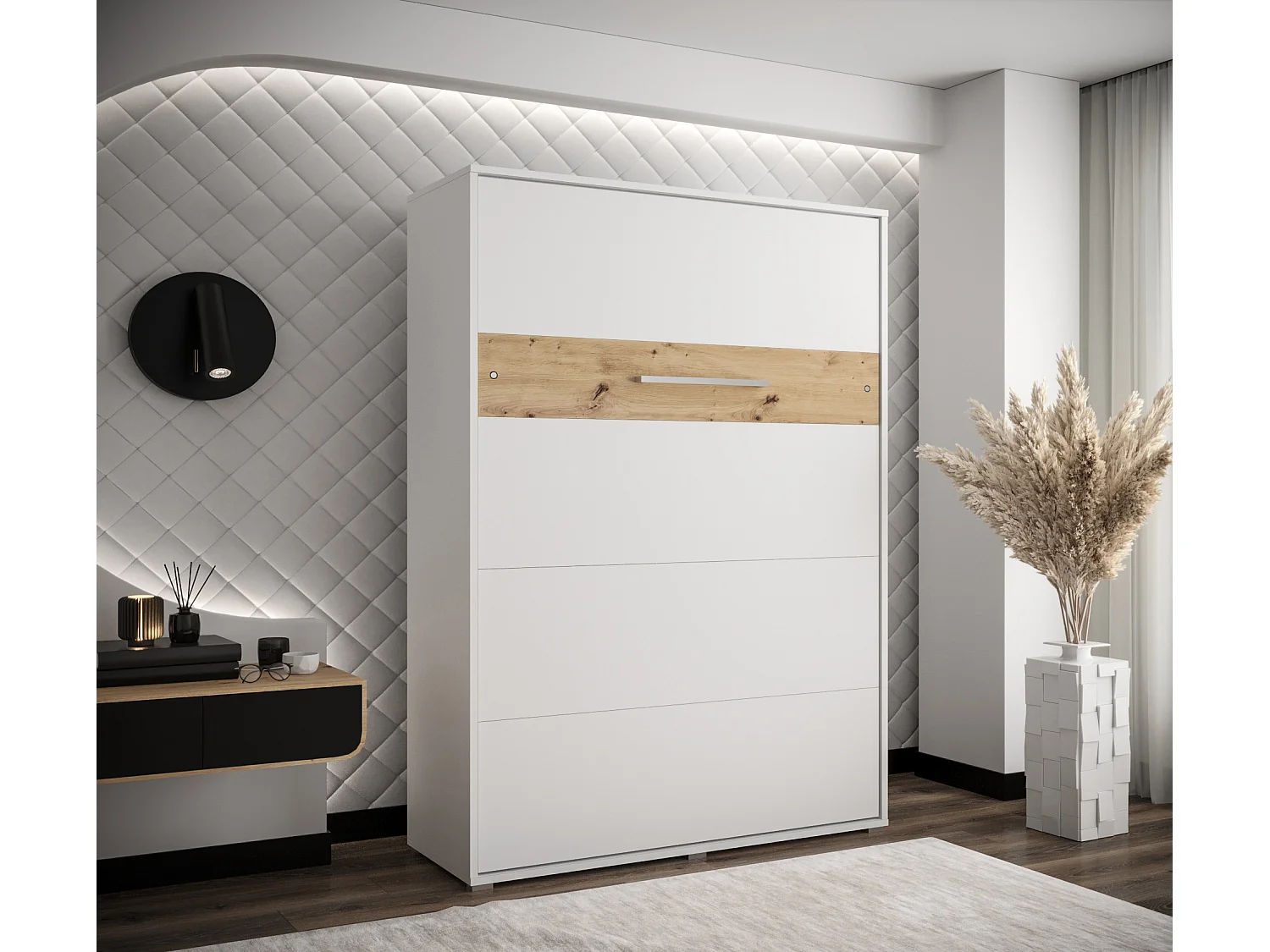 Schrankbett Home vertikale 140x200 (Weiß/Artisan)