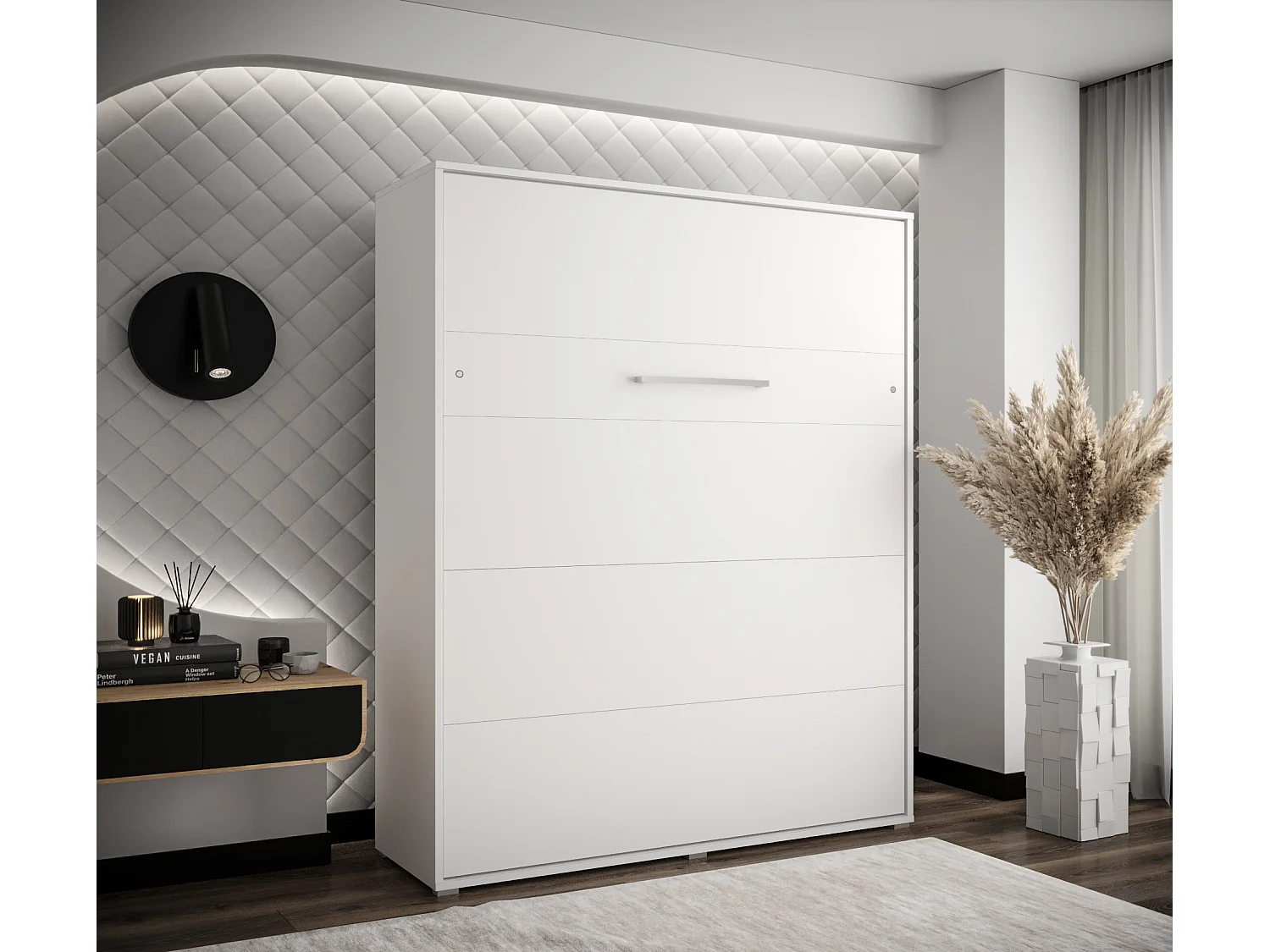 Lit escamotable home verticale 160x200 (blanc+blanc)