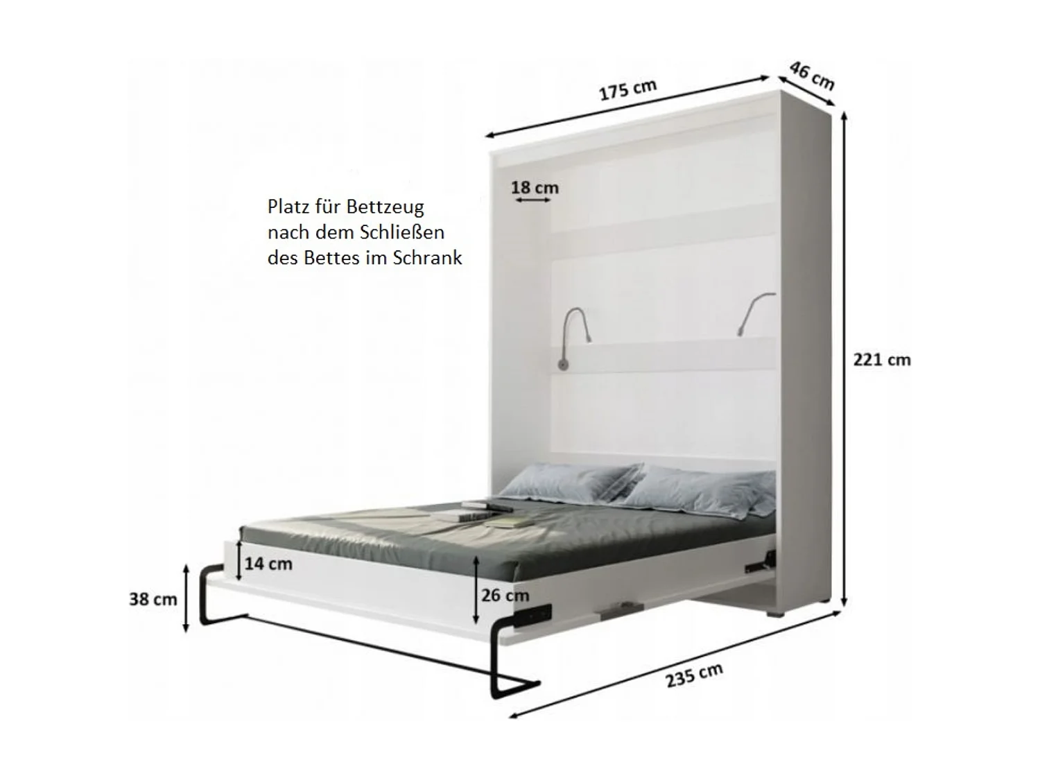 Schrankbett Home vertikale 160x200 (Weiß/Weiß)