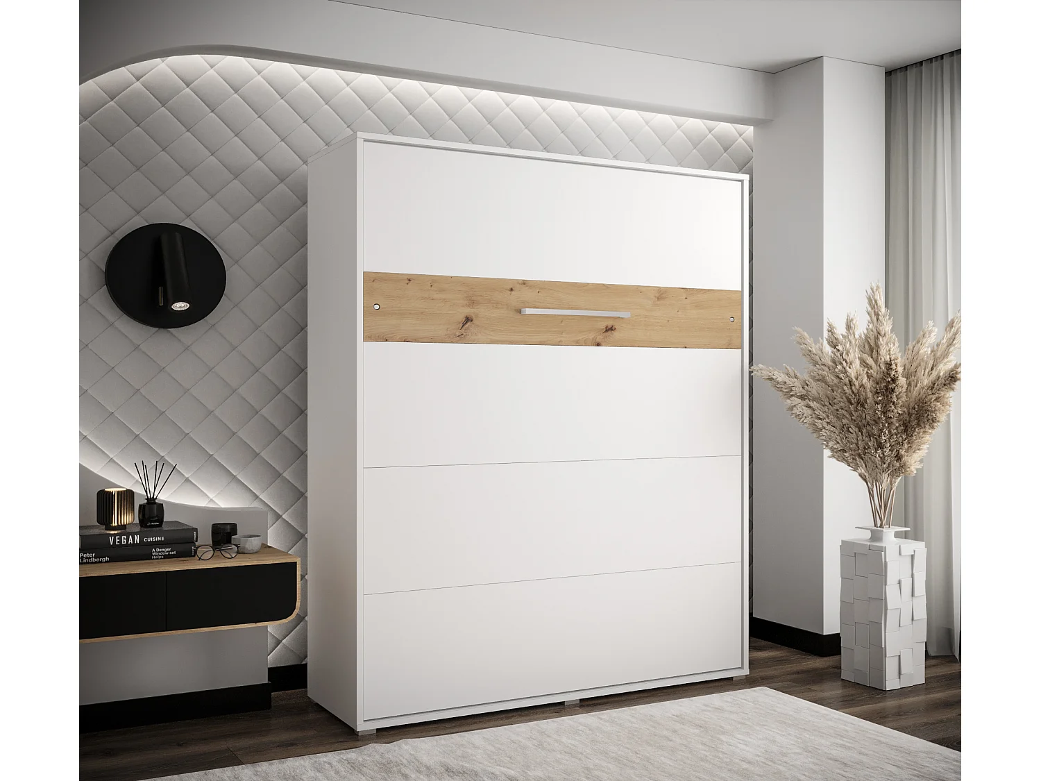 Schrankbett Home vertikale 160x200 (Weiß/Artisan)