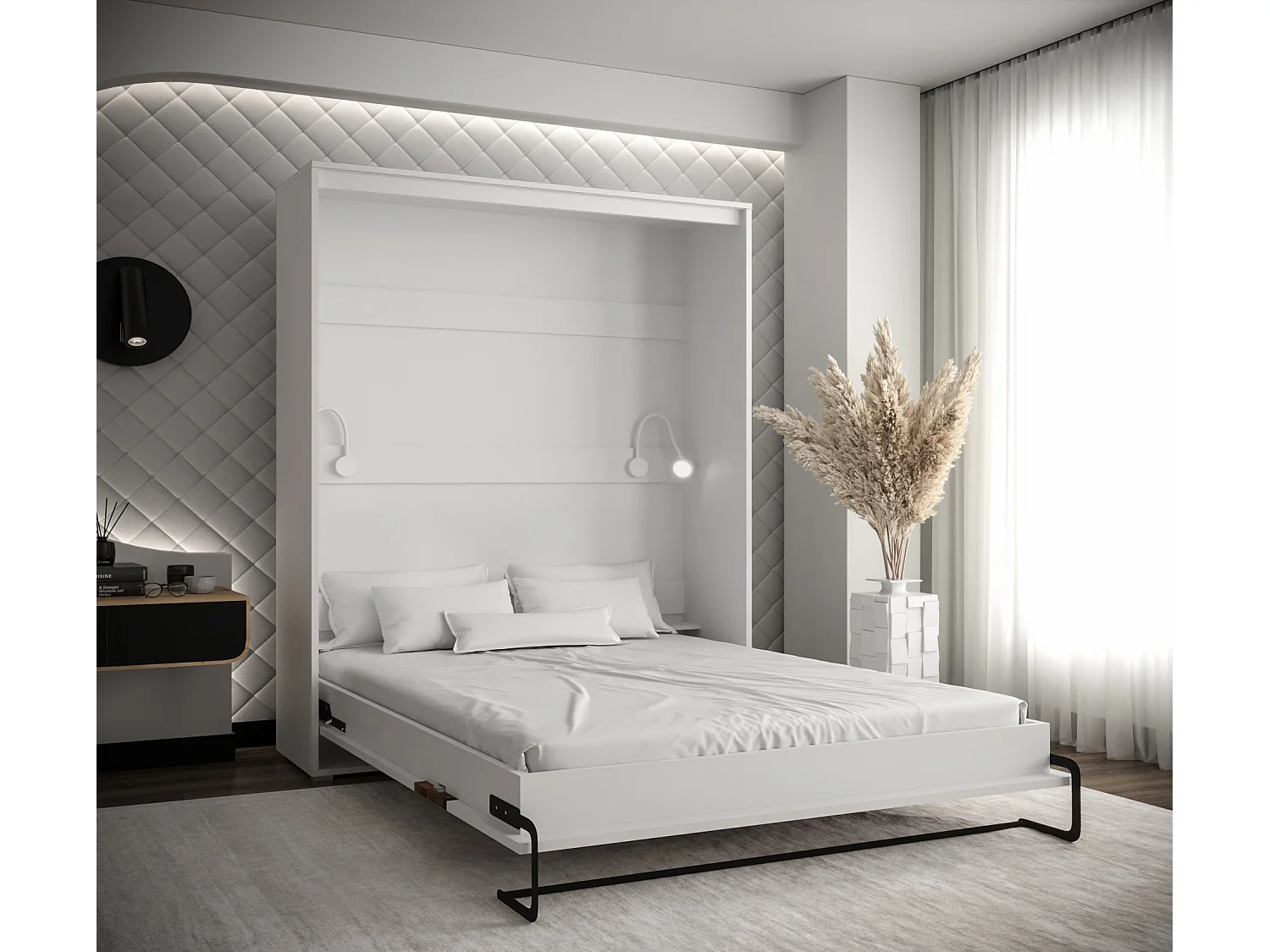 Home verticaal opklapbed 160x200 (Wit/Artisan)