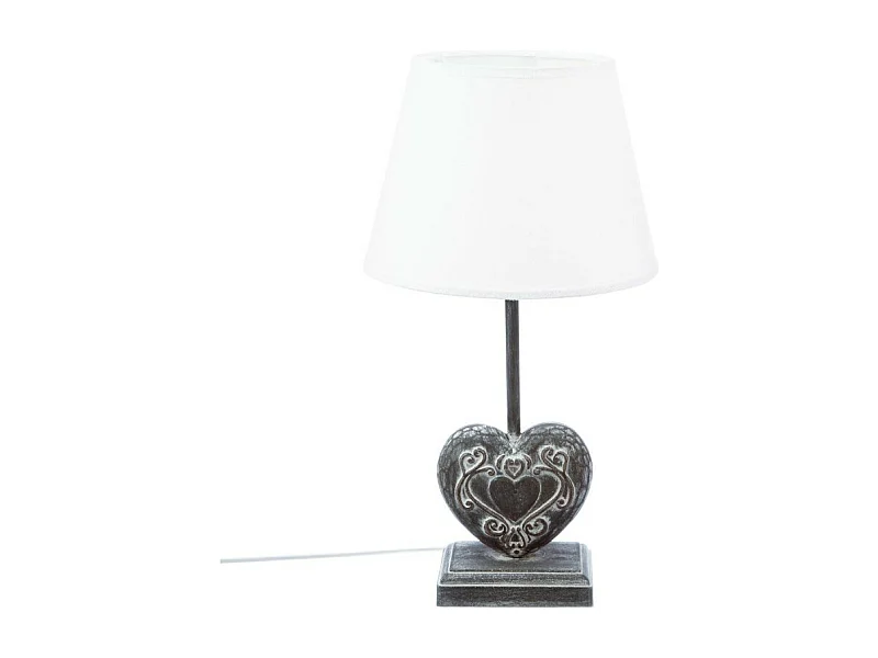 Lampe à Poser en Bois "Coeur" 49cm Gris