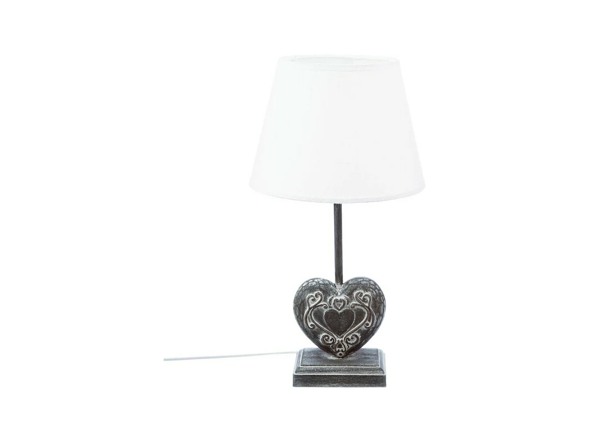 Lampe à Poser en Bois "Coeur" 49cm Gris