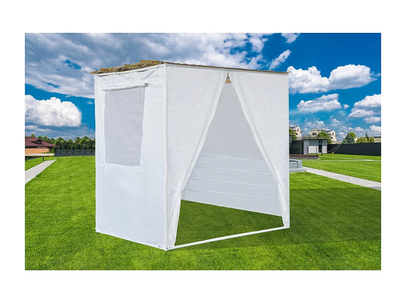 Sukkah in NINA Kit regolabile 2 x 2 con 1 rotolo di bambù e 2 listelli di legno