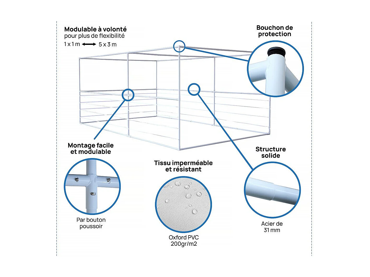 Souccah en Kit NINA ajustable 2 x 2 avec 1 Rouleau de bambou et 2 tasseaux de bois