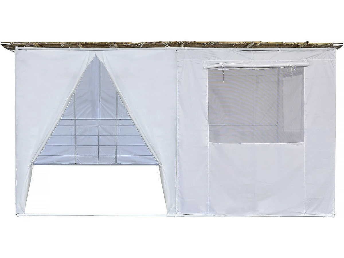 Sukkah-Set NINA anpassbar 2 x 2 mit 1 Bambusrolle und 2 Holzpfosten