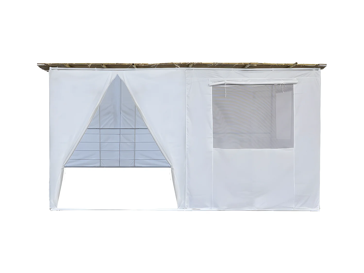 Verstelbare Souccah in Kit NINA - 4 x 3 - Weerbestendig wit Oxford doek dak - Ideaal voor maximaal 14 personen