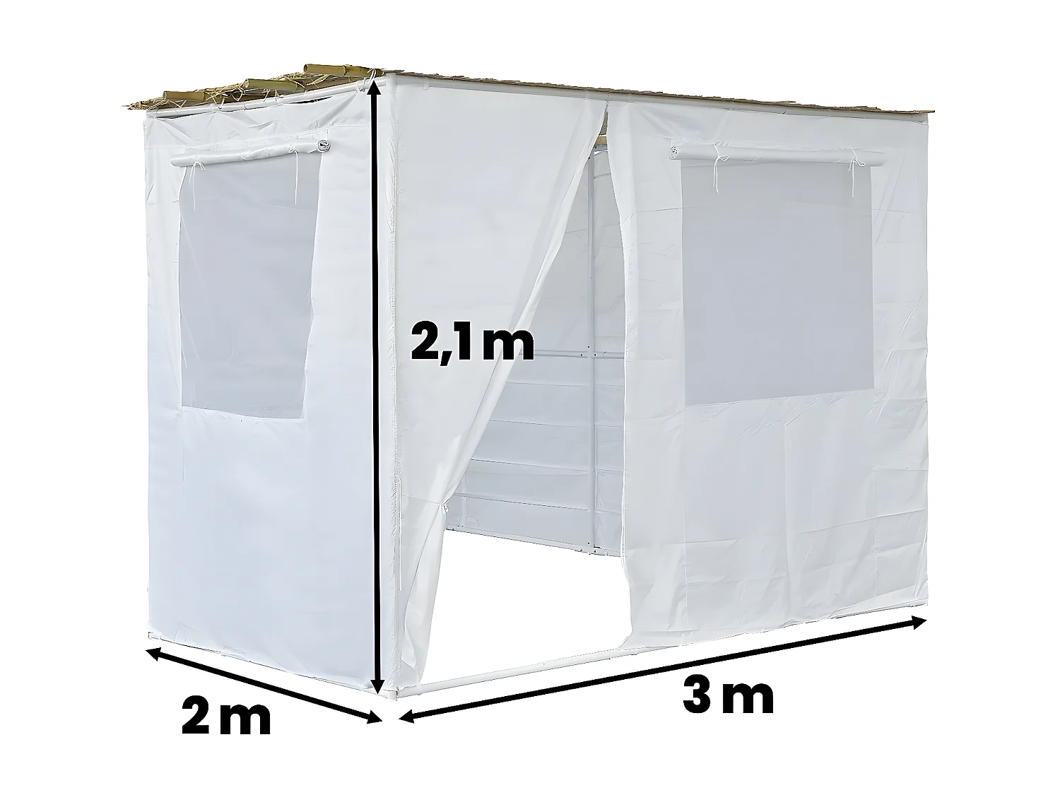 Sukkah in Kit NINA regolabile - 3 x 2 - 1 rotolo di bambù e 3 doghe di legno