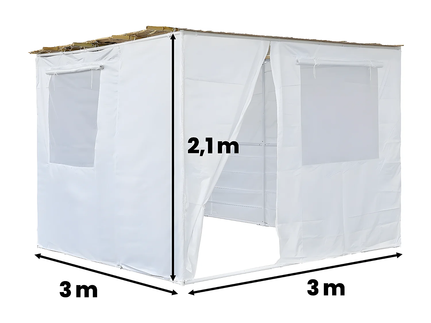 Souccah en Kit NINA ajustable 3 x 3 -3 Rouleaux de bambou et 3 tasseaux de bois
