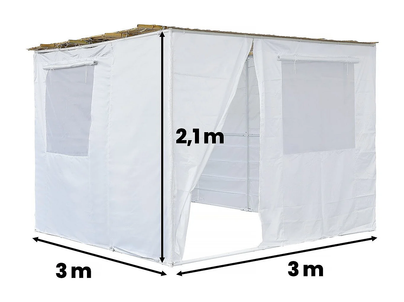 Souccah en Kit NINA ajustable 3 x 3 -3 Rouleaux de bambou et 3 tasseaux de bois