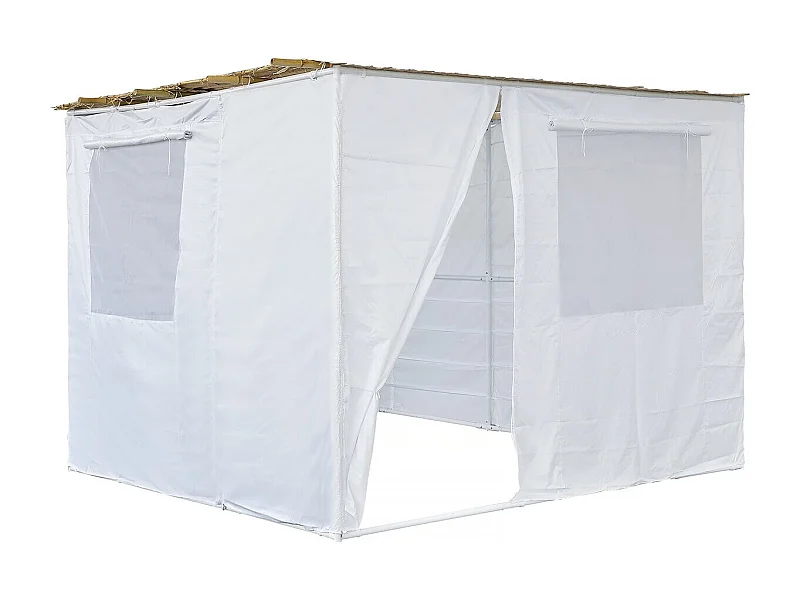 Soeka Sukkah loofhut "Nina" aanpasbaar 3 x 3 m met 3 bamboerollen en 3 houten latten