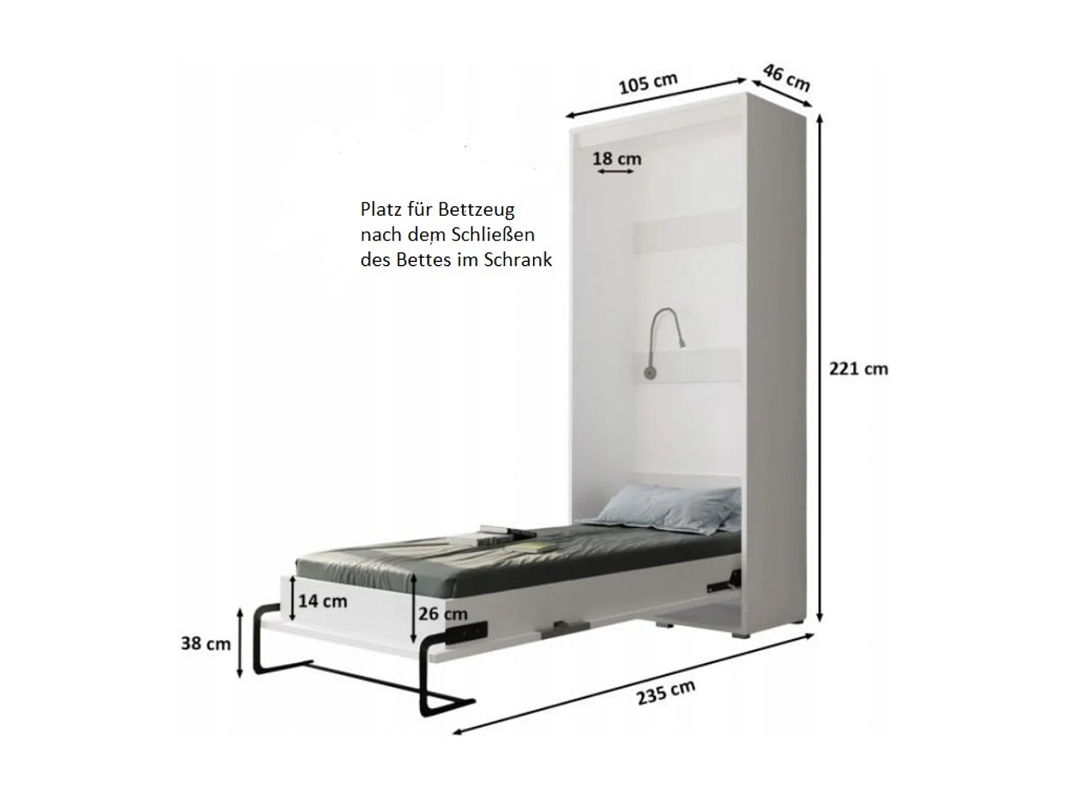 Lit escamotable home verticale 90x200 (blanc+old style)