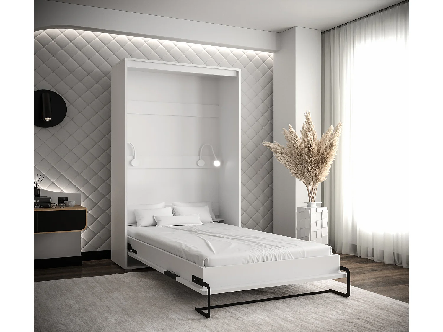 Home verticaal opklapbed 120x200 (Wit/Artisan)