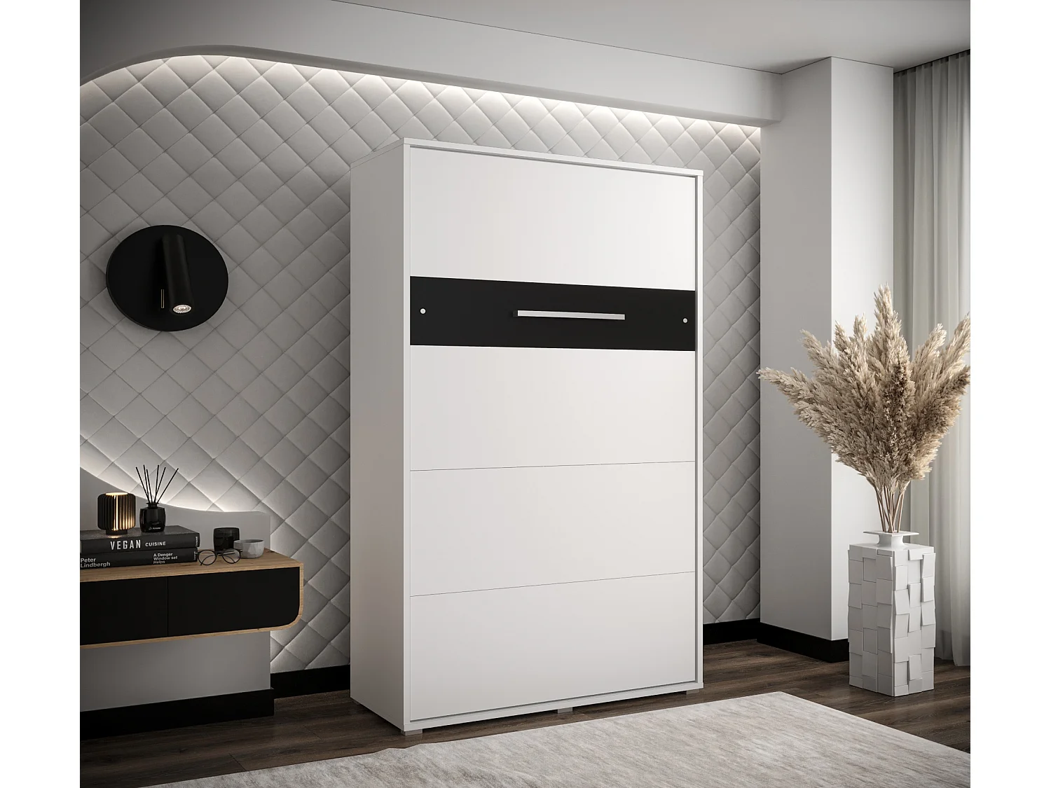 Lit escamotable home verticale 120x200 (blanc+noir)