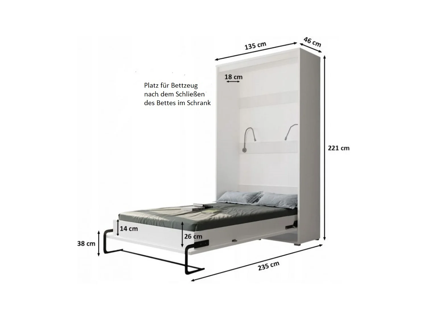 Letto pieghevole verticale Home 120x200 (bianco+bianco)