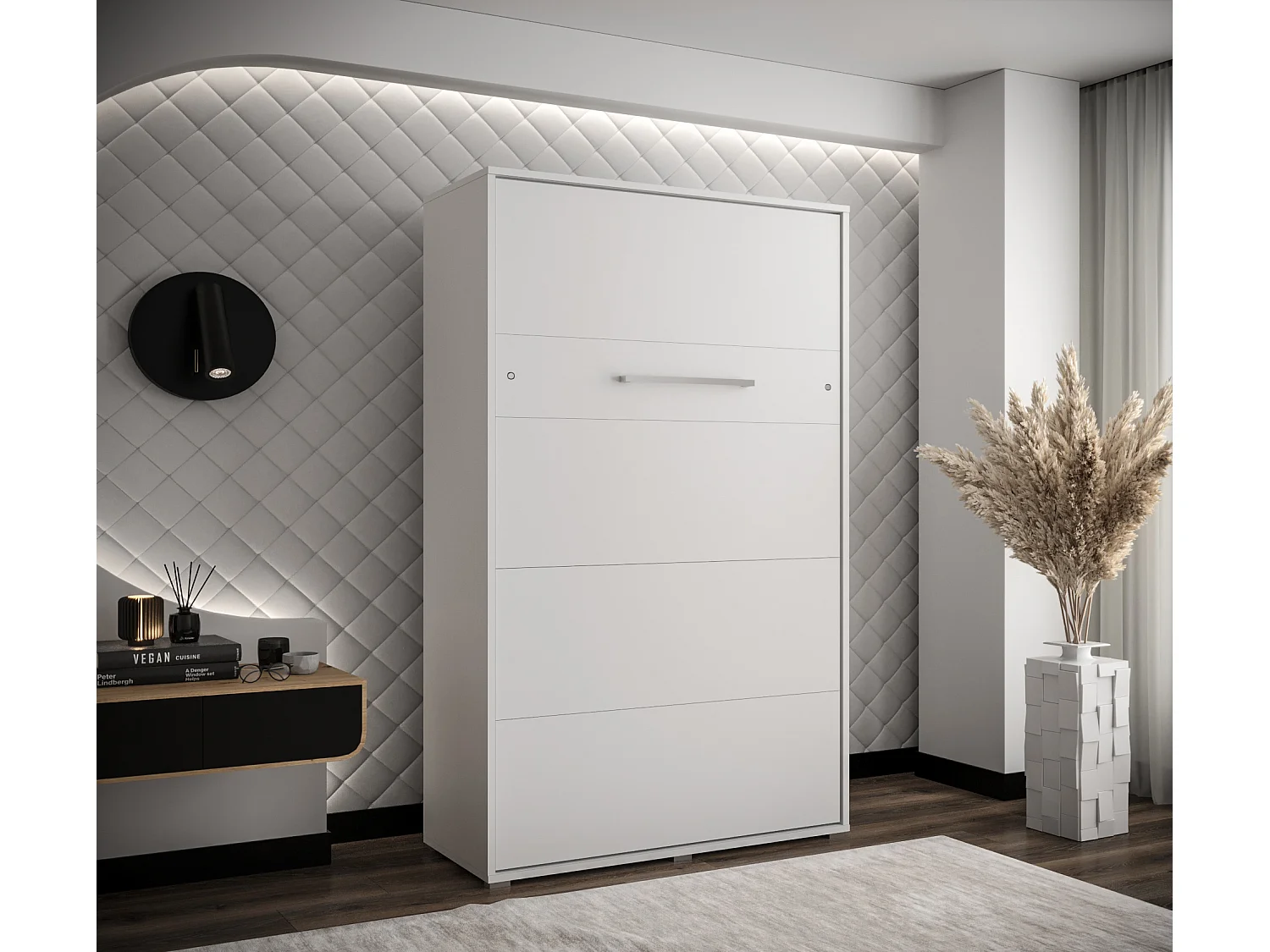 Lit escamotable home verticale 120x200 (blanc+blanc)