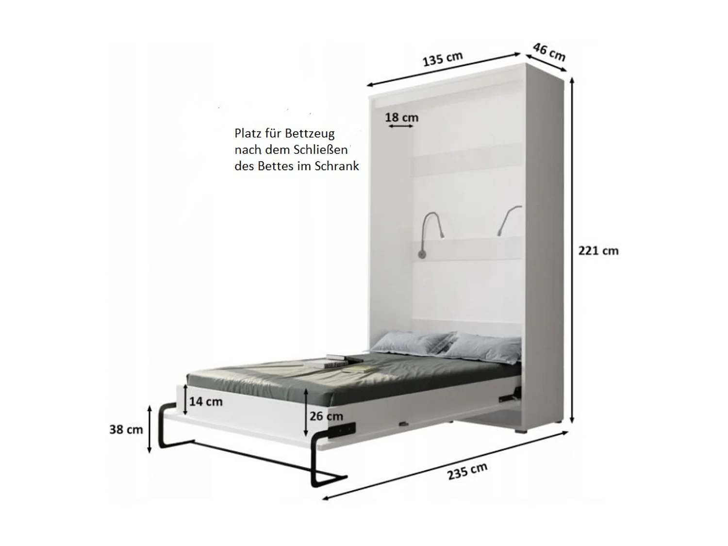 Lit escamotable home verticale 120x200 (blanc+blanc)