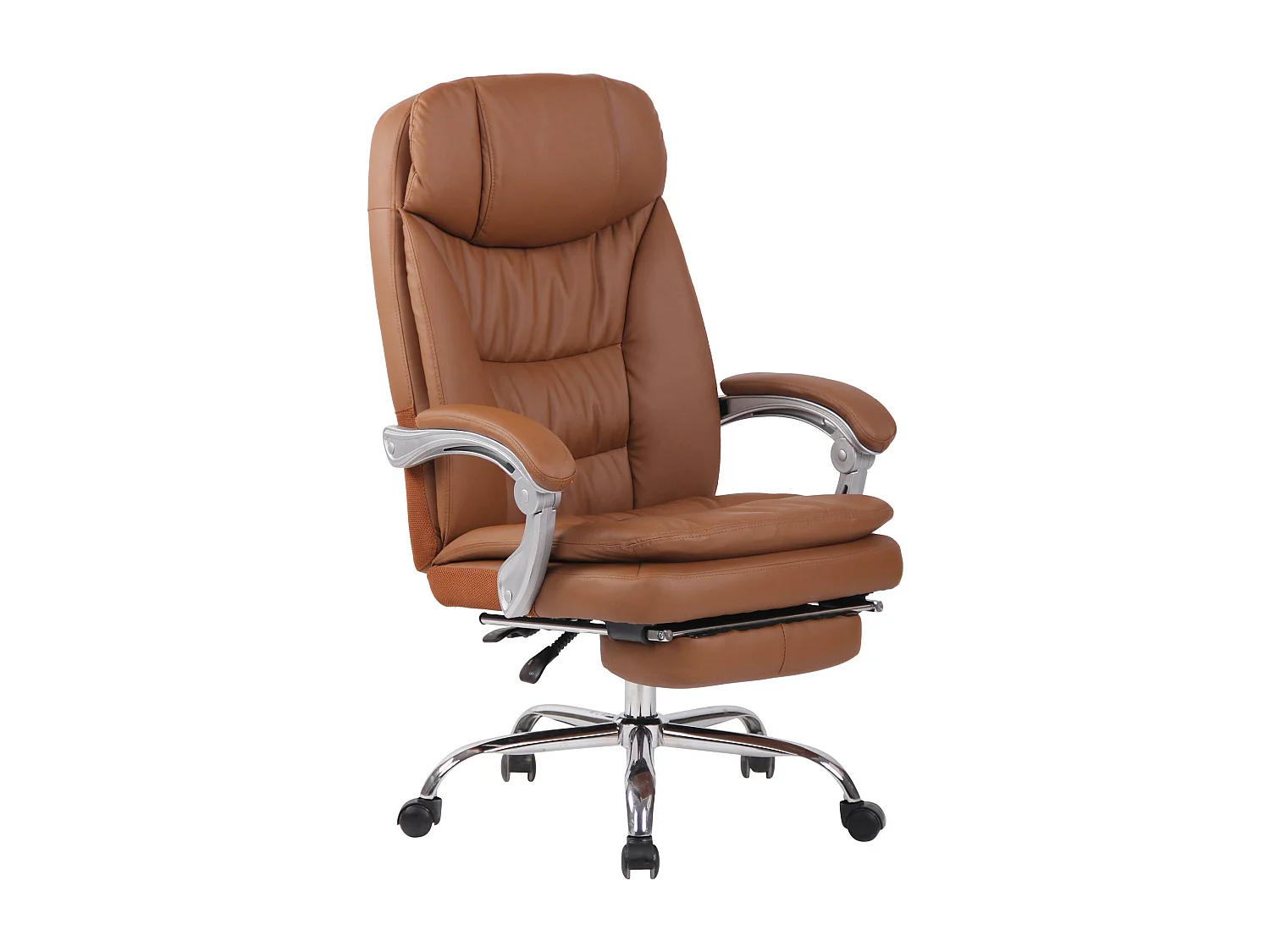 Chaise de bureau - Similicuir & Blanc - Marron clair - XL Troy