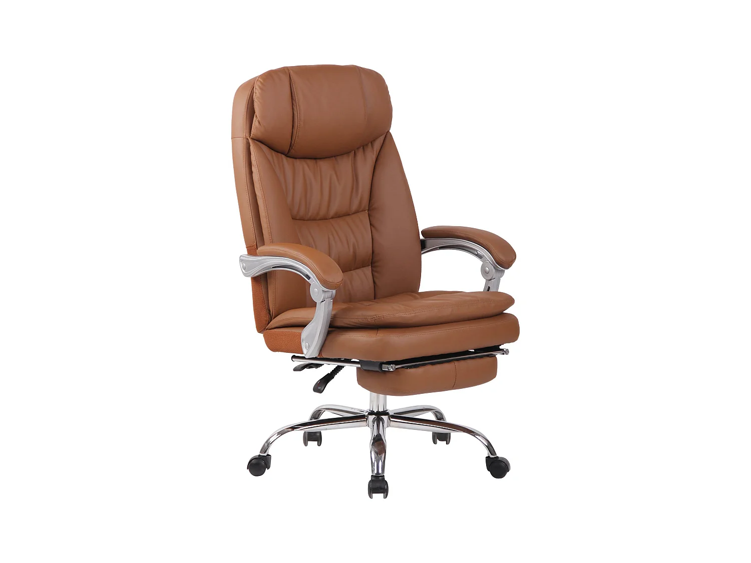 Chaise de bureau - Similicuir & Blanc - Marron clair - XL Troy