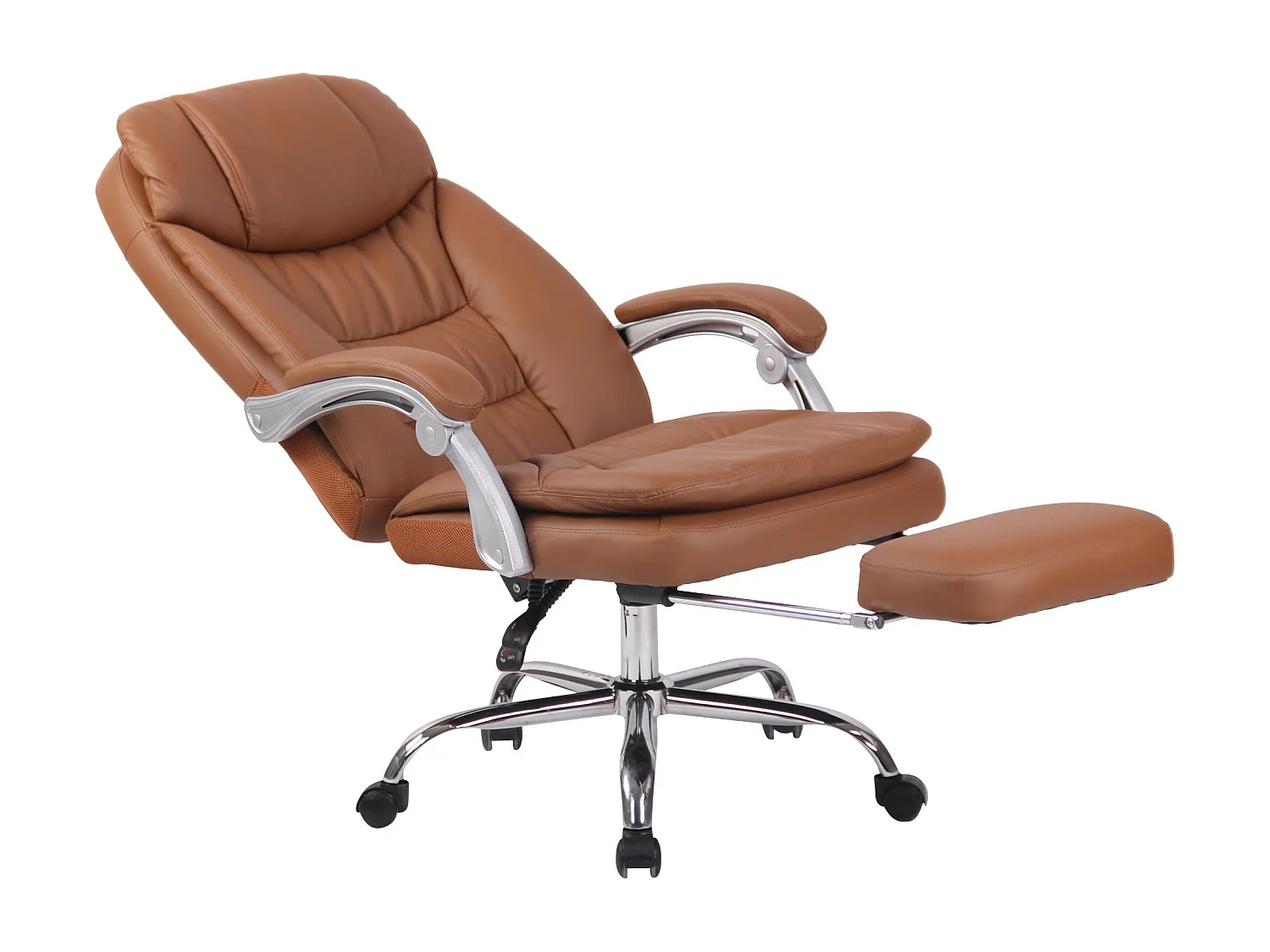 Chaise de bureau - Similicuir & Blanc - Marron clair - XL Troy