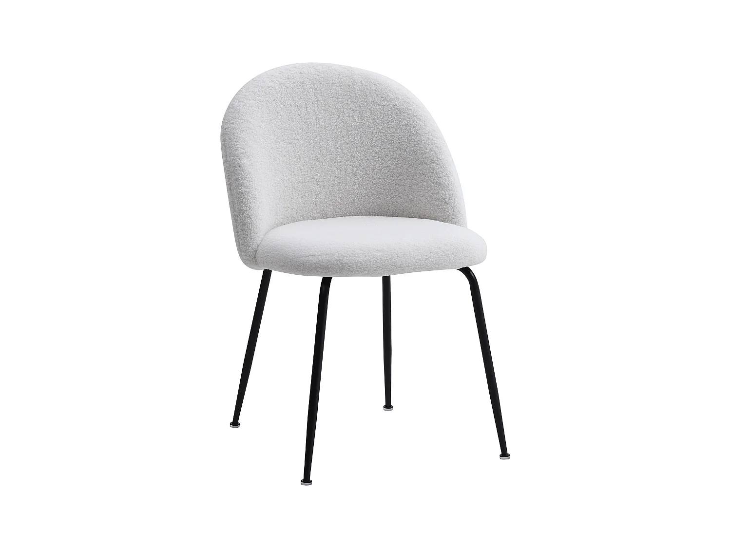 Juego de 6 sillas de tela rizada y acero inoxidable negro - Blanco - MELBOURNE