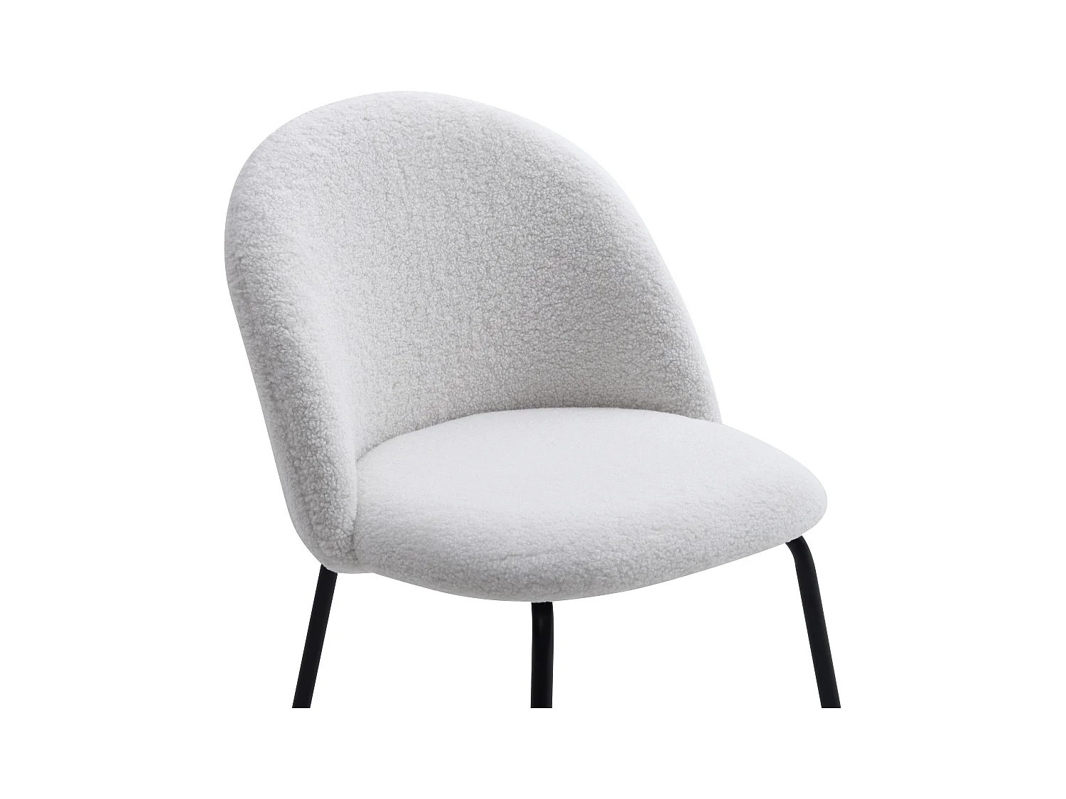 Juego de 6 sillas de tela rizada y acero inoxidable negro - Blanco - MELBOURNE