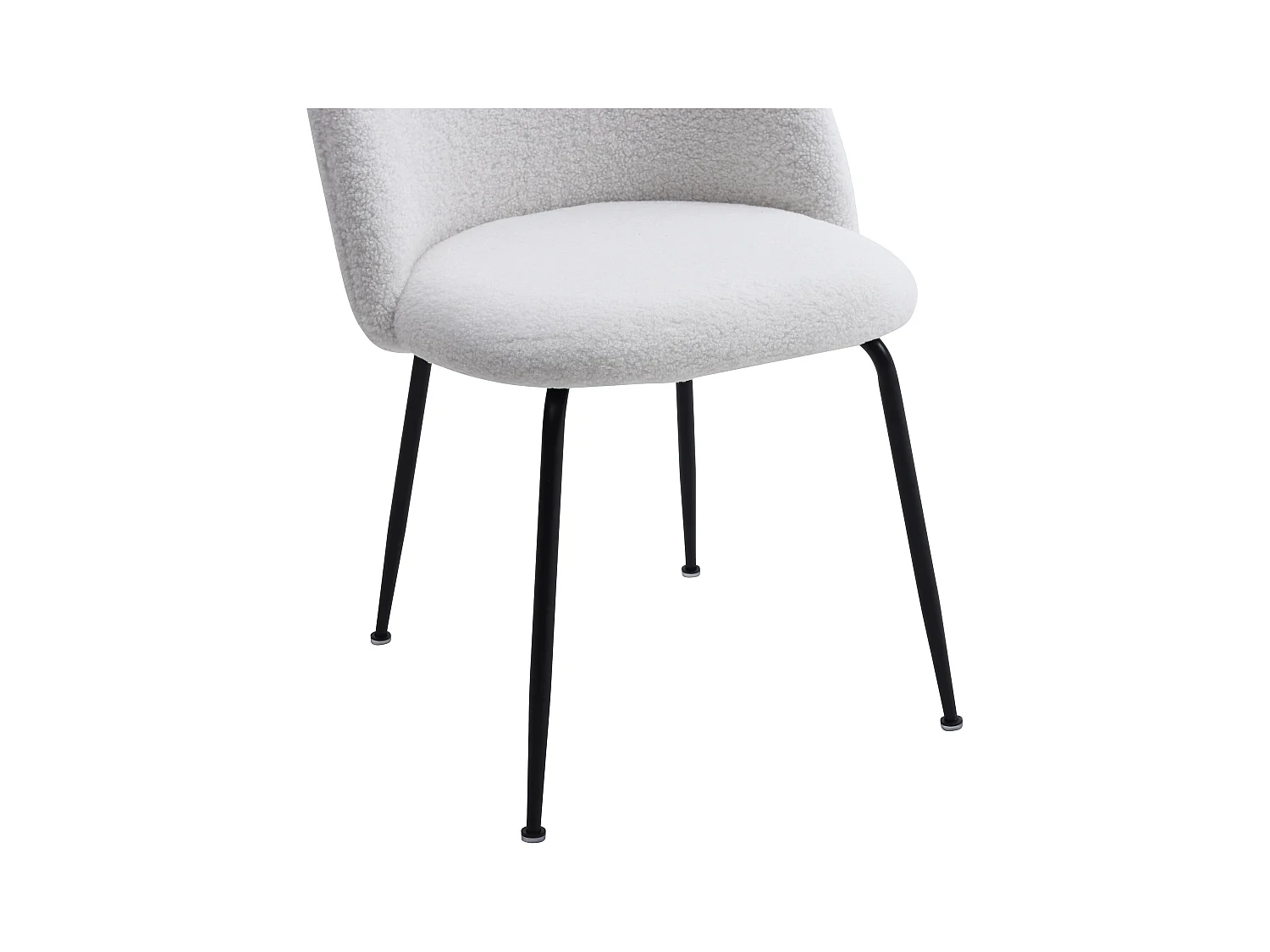 Juego de 6 sillas de tela rizada y acero inoxidable negro - Blanco - MELBOURNE