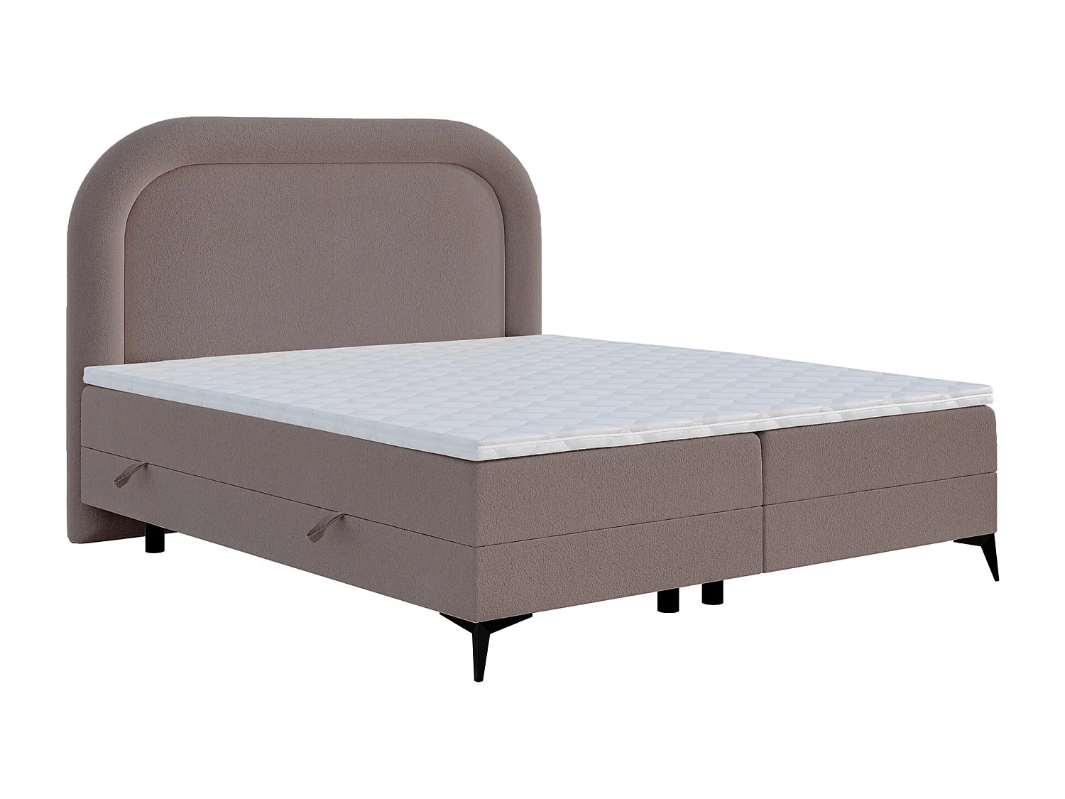 Lit continental - 180x200 cm - en bouclette marron clair - LOREO