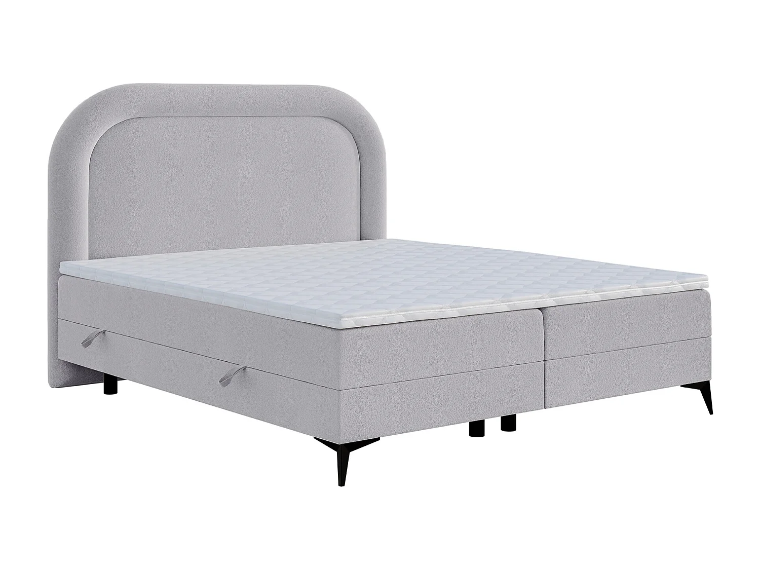 Continentaal bed - 160x200 cm - in lichtgrijze badstof - LOREO
