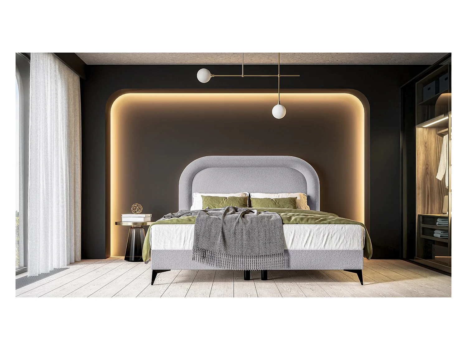 Boxspringbett mit Bettkasten - Hellgrau - 180x200 cm - LOREO