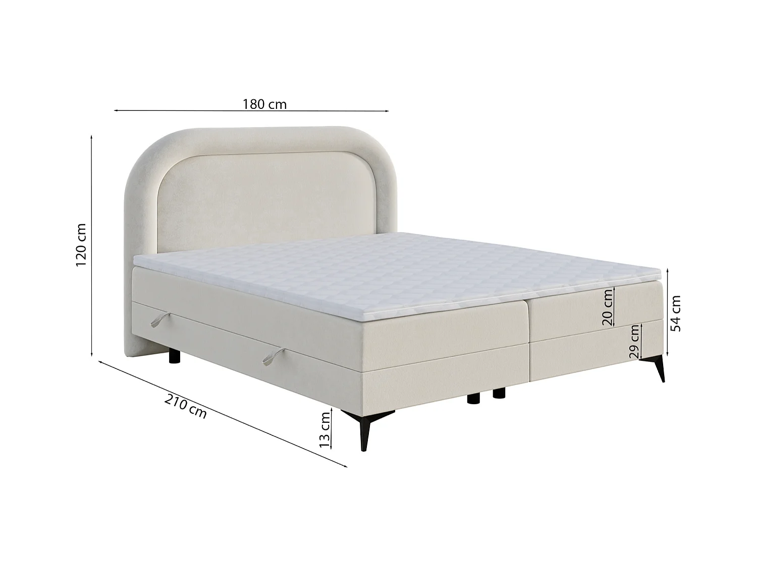 Boxspringbett mit Bettkasten - Hellgrau - 180x200 cm - LOREO