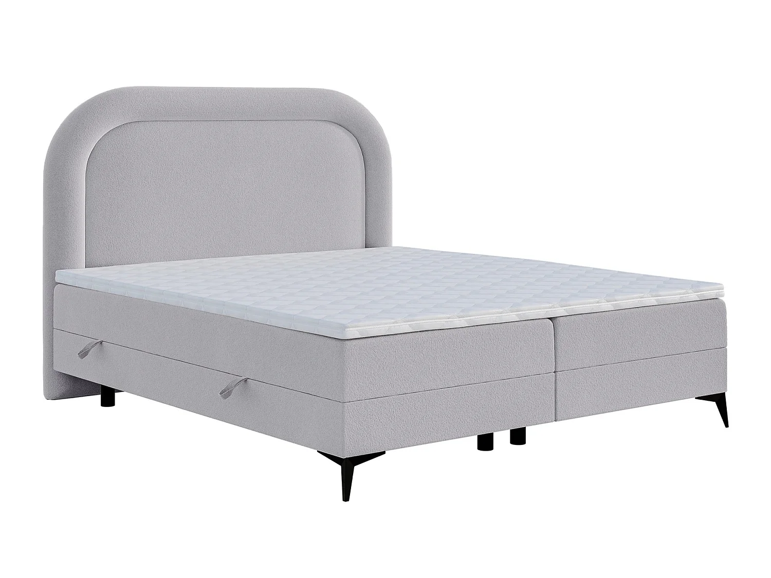 Lit continental - 140x200 cm - en bouclette gris clair - LOREO