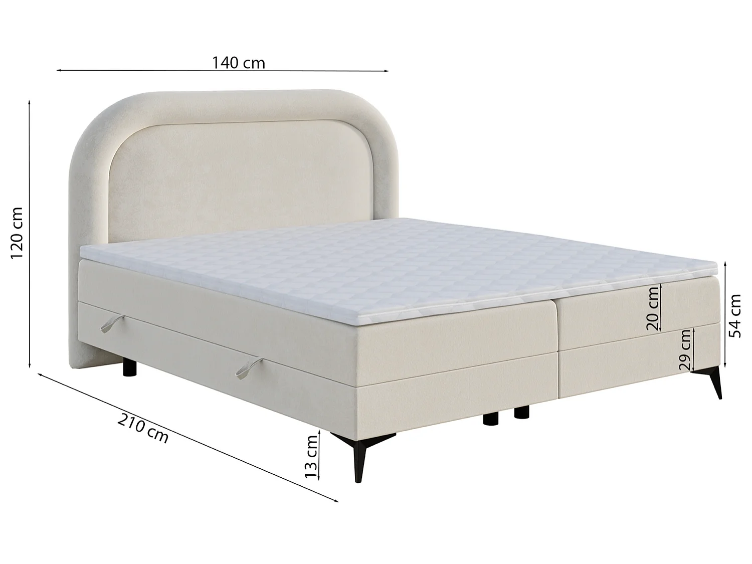 Lit continental - 140x200 cm - en bouclette gris clair - LOREO