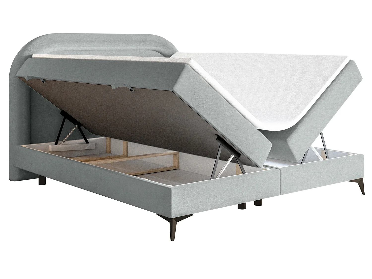 Lit continental - 160x200 cm - en velours déperlant gris clair - LOREO