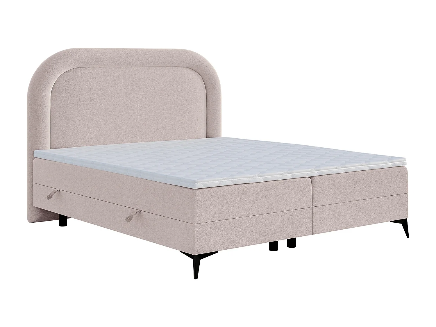 Continentaal bed - 160x200 cm - in lichtbeige badstof - LOREO