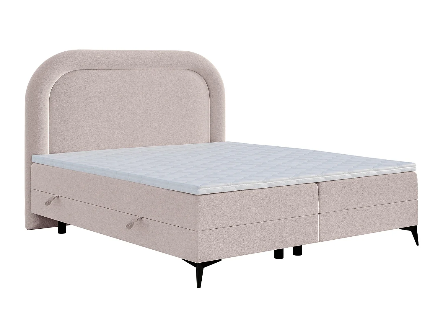 Lit continental - 160x200 cm - en bouclette beige clair - LOREO
