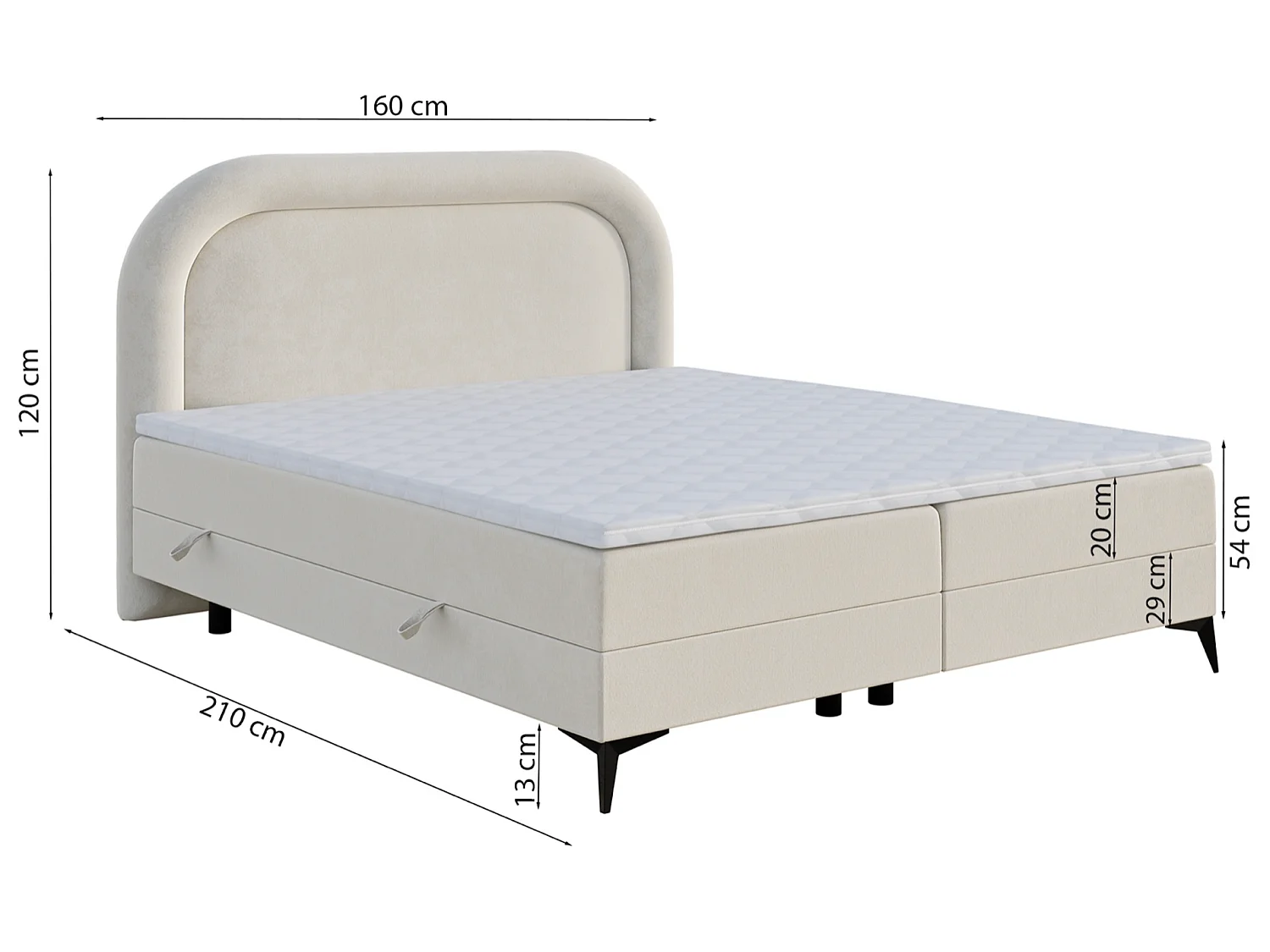 Lit continental - 160x200 cm - en bouclette beige clair - LOREO