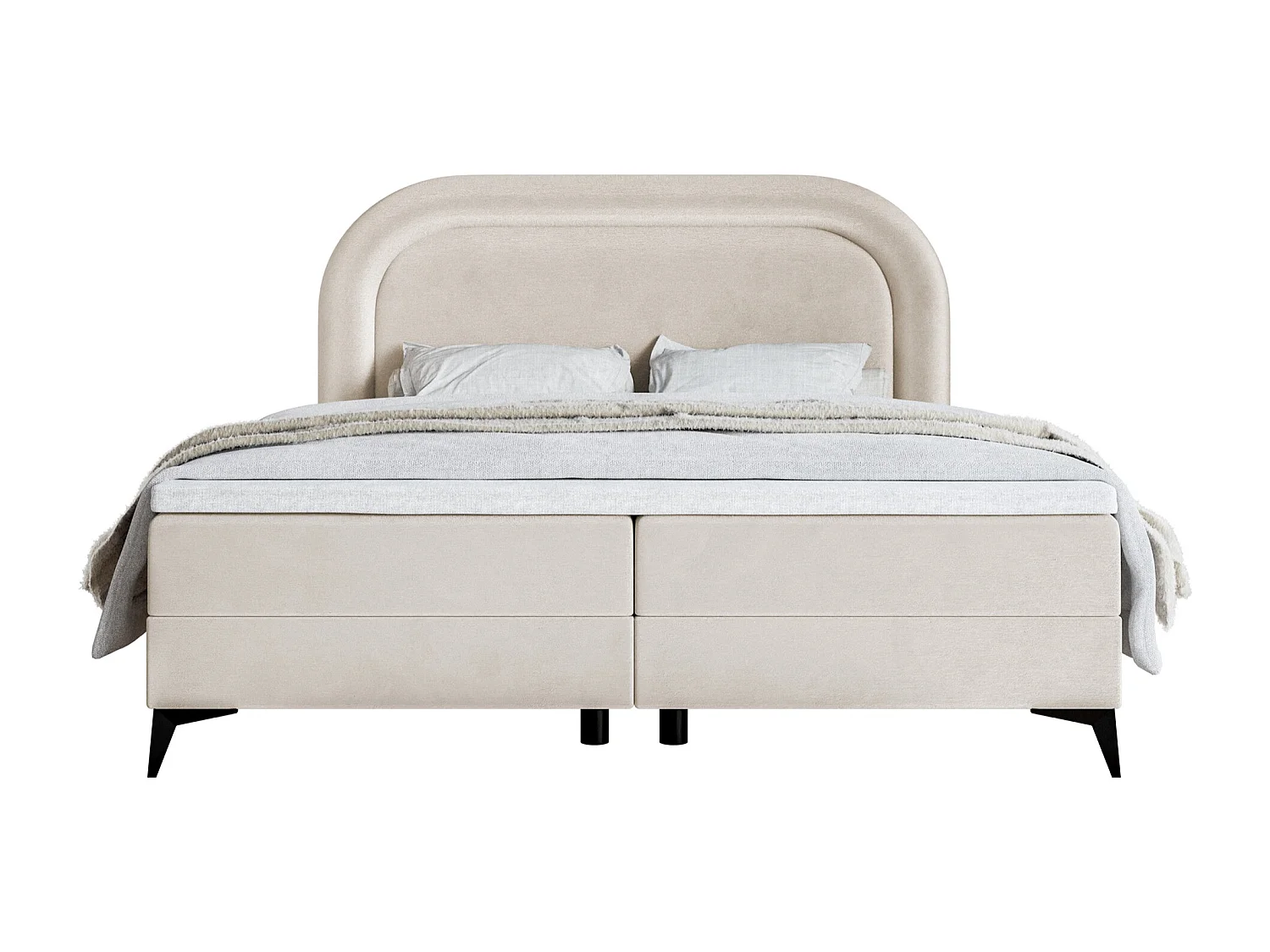 Lit continental - 160x200 cm - en velours déperlant grège - LOREO