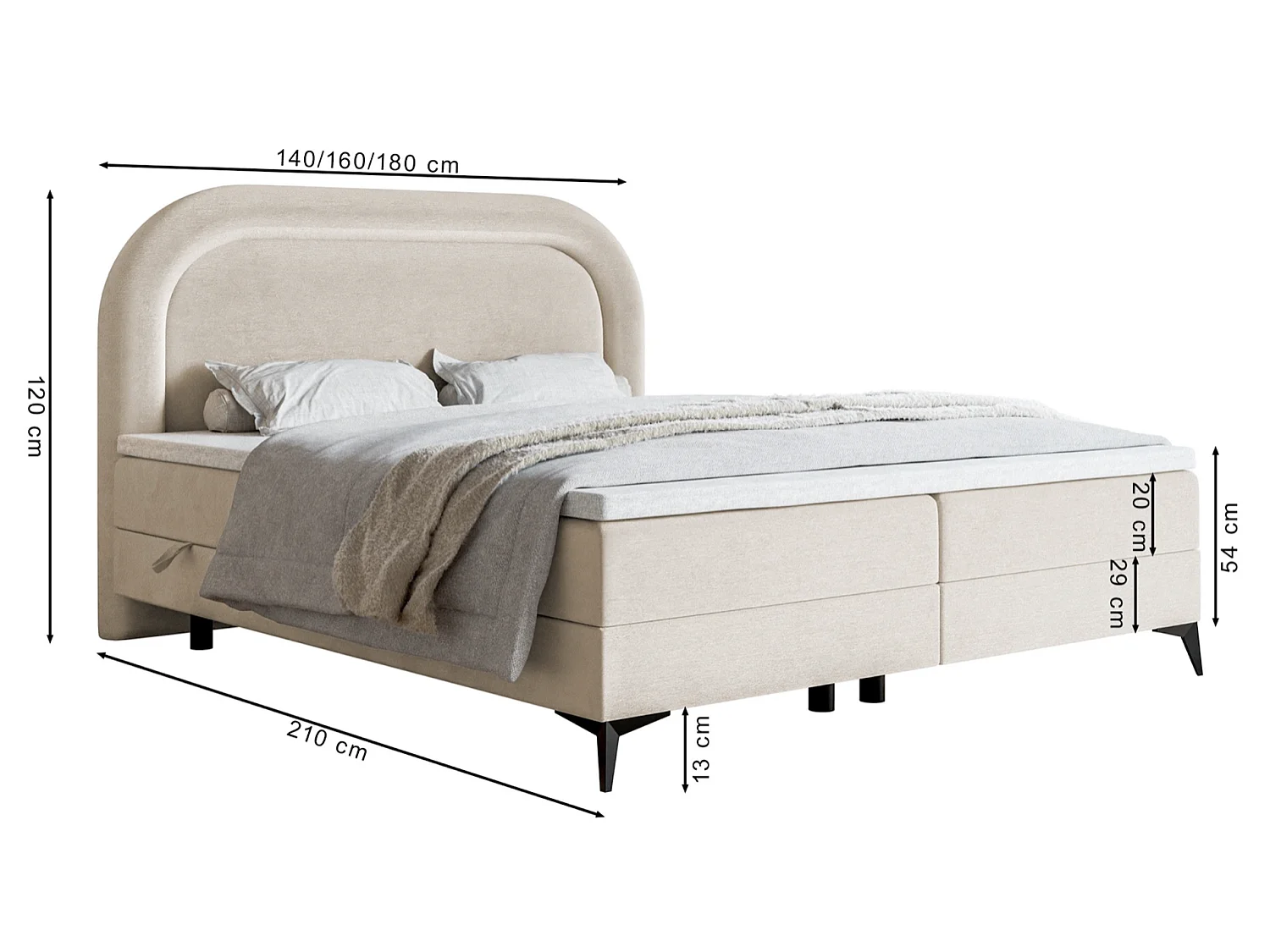 Lit continental - 160x200 cm - en velours déperlant marine - LOREO