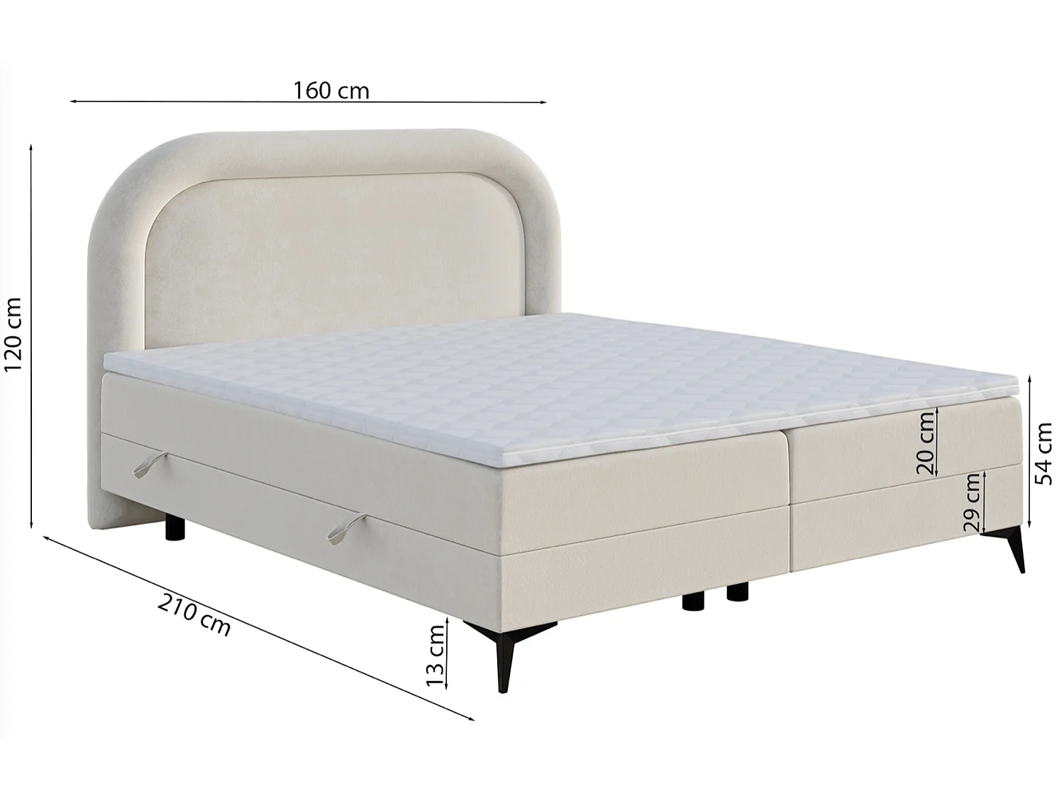Continentaal bed - 160x200 cm - in ruw fluweel - LOREO