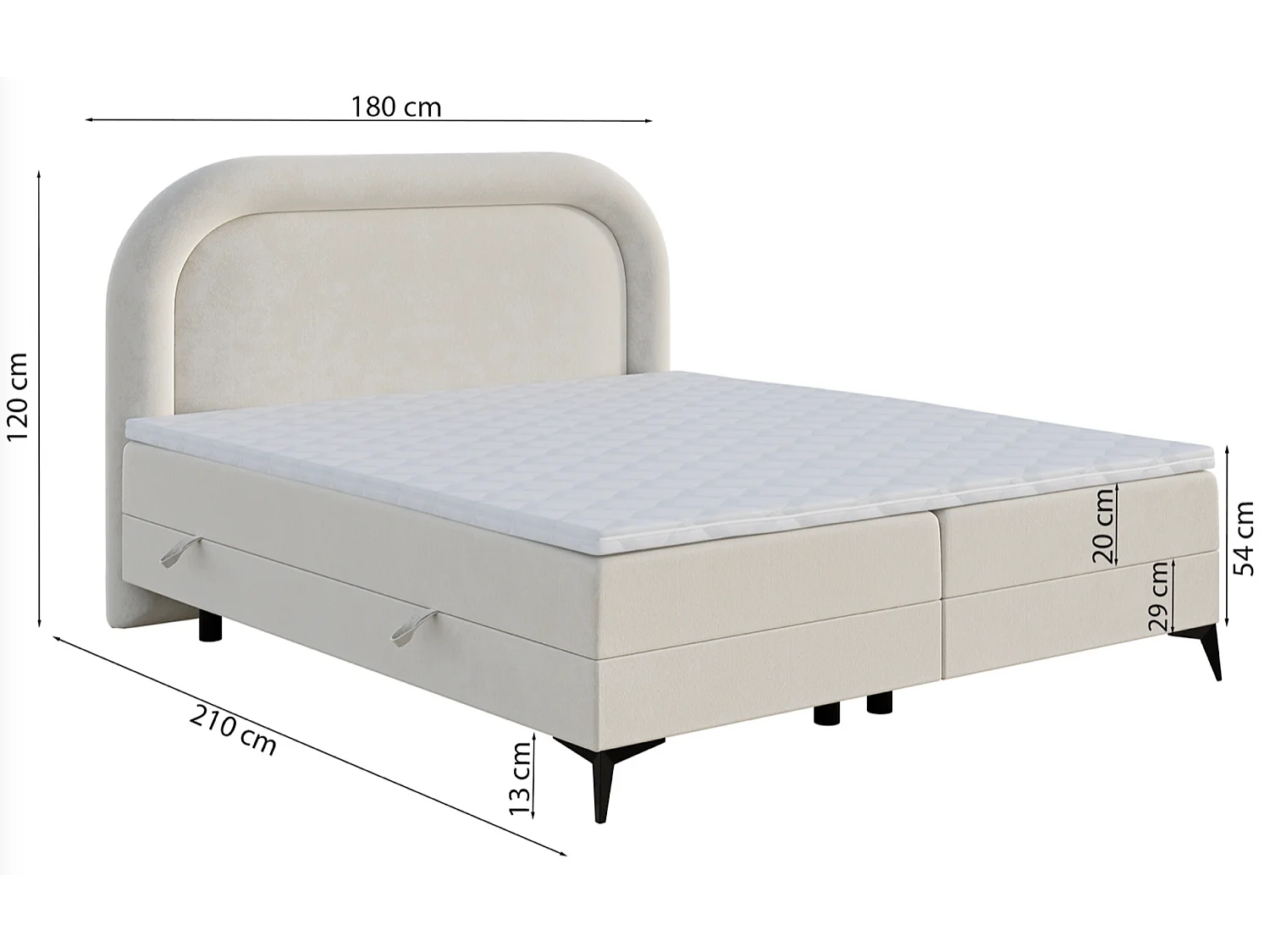 Boxspringbett mit Bettkasten - Samt - Hellbeige - 180x200 cm - LOREO