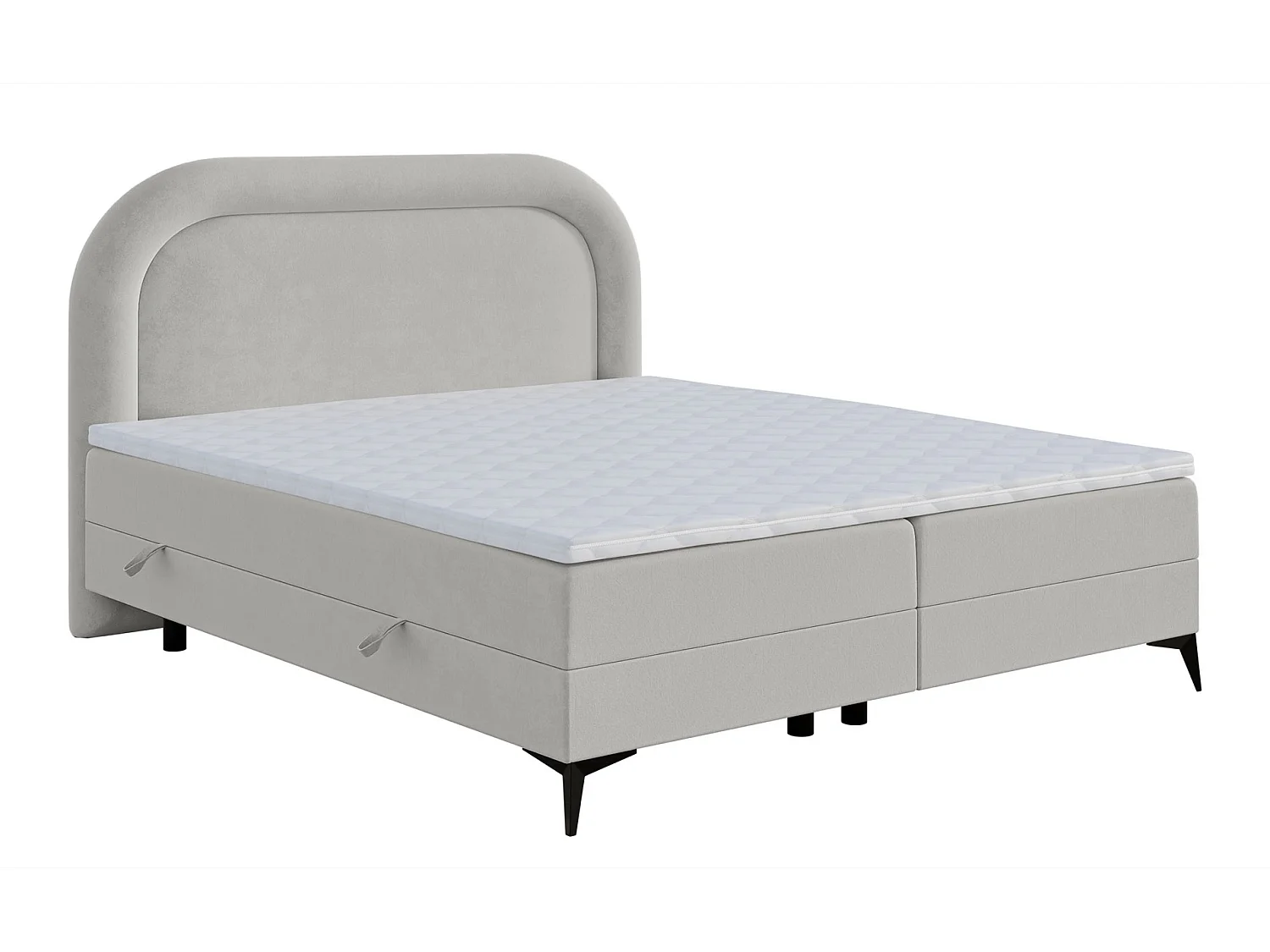 Lit continental - 160x200 cm - en velours beige clair - LOREO